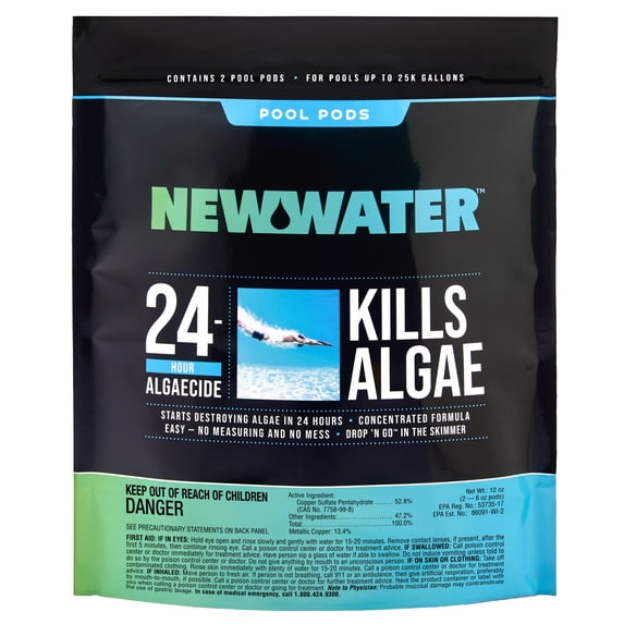 New Water® 24-Hour Algaecide Pool Pods — Dry Concentrated Algae Control (2-Pack)