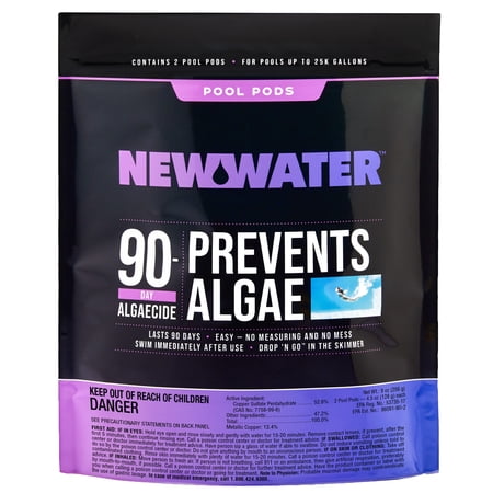 New Water 90-Day Algaecide Pool Pods — Dry Concentrated Algae Prevention, 2-Pack