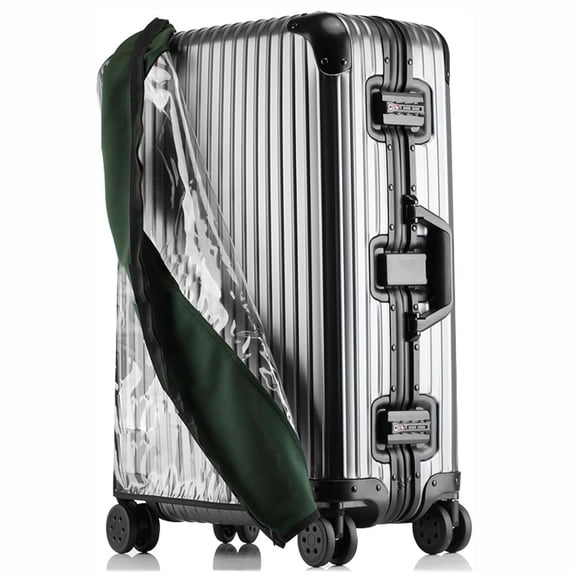 New Waterproof No Disassembly Required PVC Transparent Luggage Dust Cover Suitcase Cover Travel Wrap Luggage Cover Clear Luggage Protector GREEN 20INCH