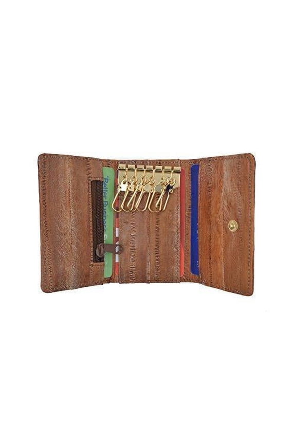 New Waterproof Eel Skin Leather Key Case Holder Credit Card Wallet