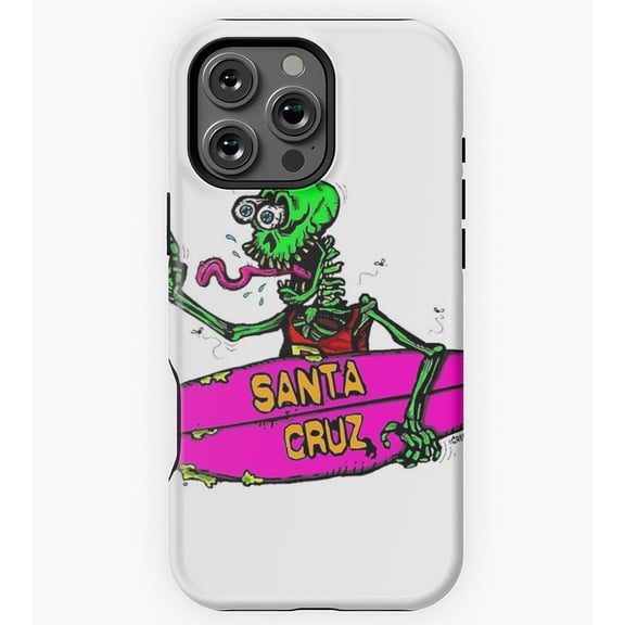 New Wave 80 s style Kris Kringle Cruz Surfing Skeleton Rat Fink GA5301 Phone Case for iPhone 11 to 17 Pro Max