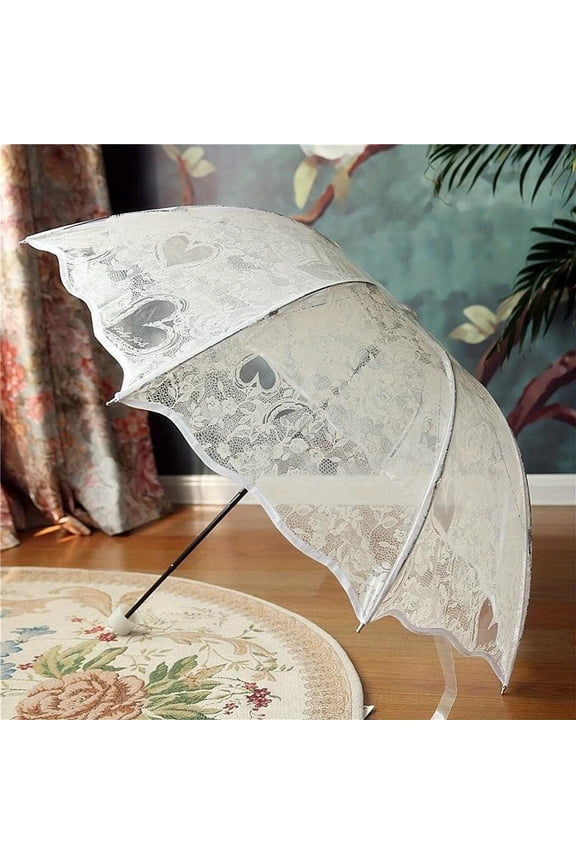 New Wave Edge Retro Transparent Umbrella PVC Three Folding Arch Butterfly Rose Umbrella
