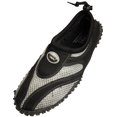 thumbnail image 1 of New Wave Mens Water Aqua Sock Shoe Pool Beach Surf Slip On 37135-7D(M)US black grey, 1 of 2