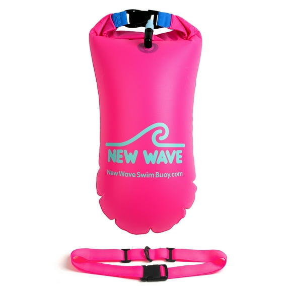 New Wave Swim Buoy - 15L Inflatable Swim Tow-Float & Drybag PVC, Pink