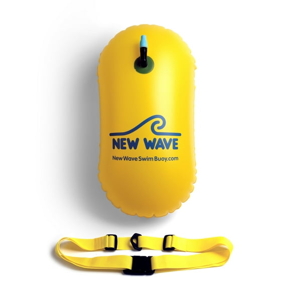 New Wave Swim Buoy Bubble for Open Water Swimmers and Triathletes, Yellow