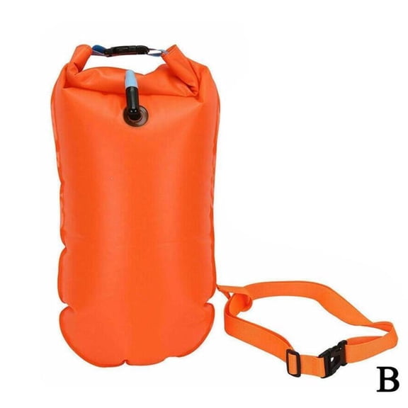 New Wave Swim Buoy, Swim Safety Float and Drybag, Light and Visible Float for Safe Training and Racing, Visible Buoy Float for Open Water Swimmers Safe Swim Training - Orange