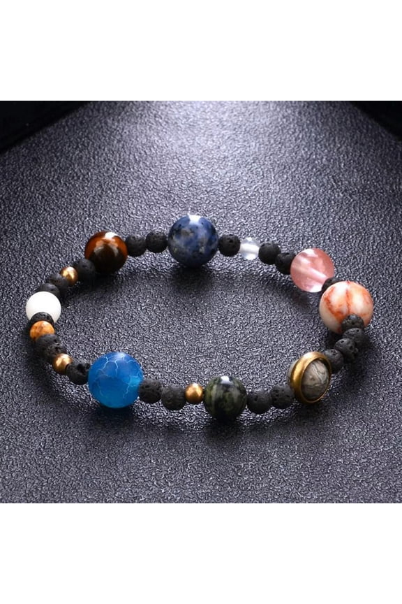 New Weave Bracelet Galaxy Solar System Eight Planets Theme Natural Stone Beads