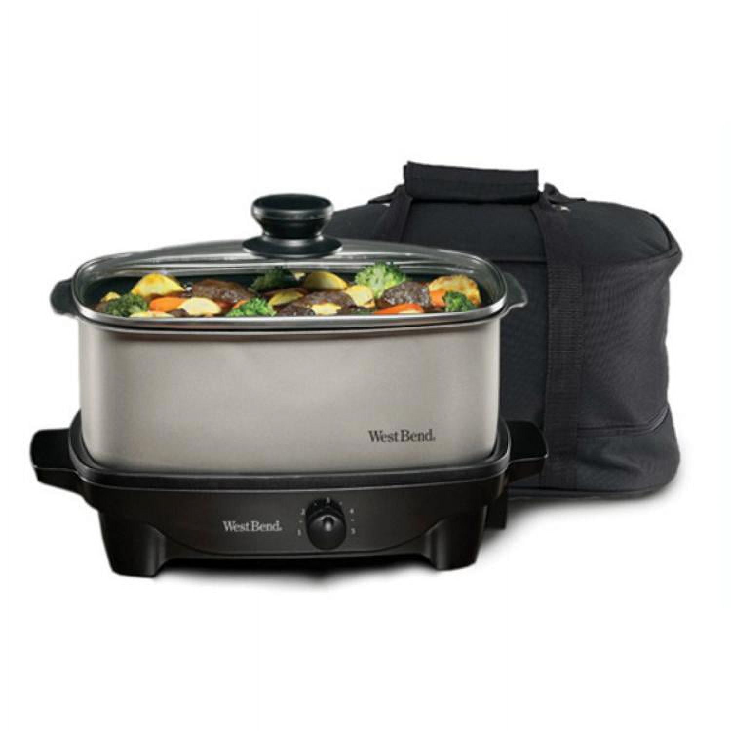 New West Bend 84915 Oblong Slow Cooker with Tote, 210 Watts, 5 Qt,Each 