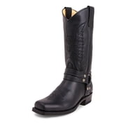 New Western Cowboy Boots Black Brown Faux Leather Retro Knight Men Boots