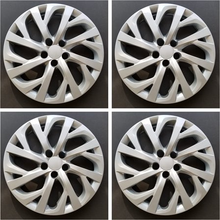 New Wheel Covers Replacements Fits 2017-2018 Corolla; 16 Inch; 16 Spoke; Silver Color; Plastic; Set of 4