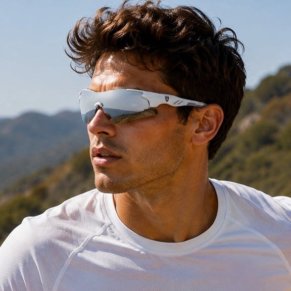 New White Frame Mirror Lens Polarized Sunglasses - Sport Running Fishing Golfing Driving Glasses USA Same Day Shipping