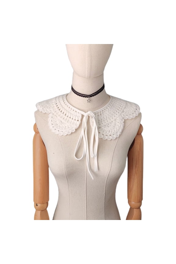 New White Shawl for Doll Fake Collar Female Shirt False Collars Crochet Ladies Detachable Half Shirt Lapel Blouse Shawl Wrap Decoration