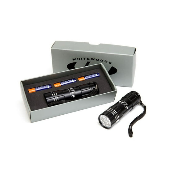 New Whitewoods 9 LED 3.5" Aluminium Sport Camping Flashlight w/ Batteries Black