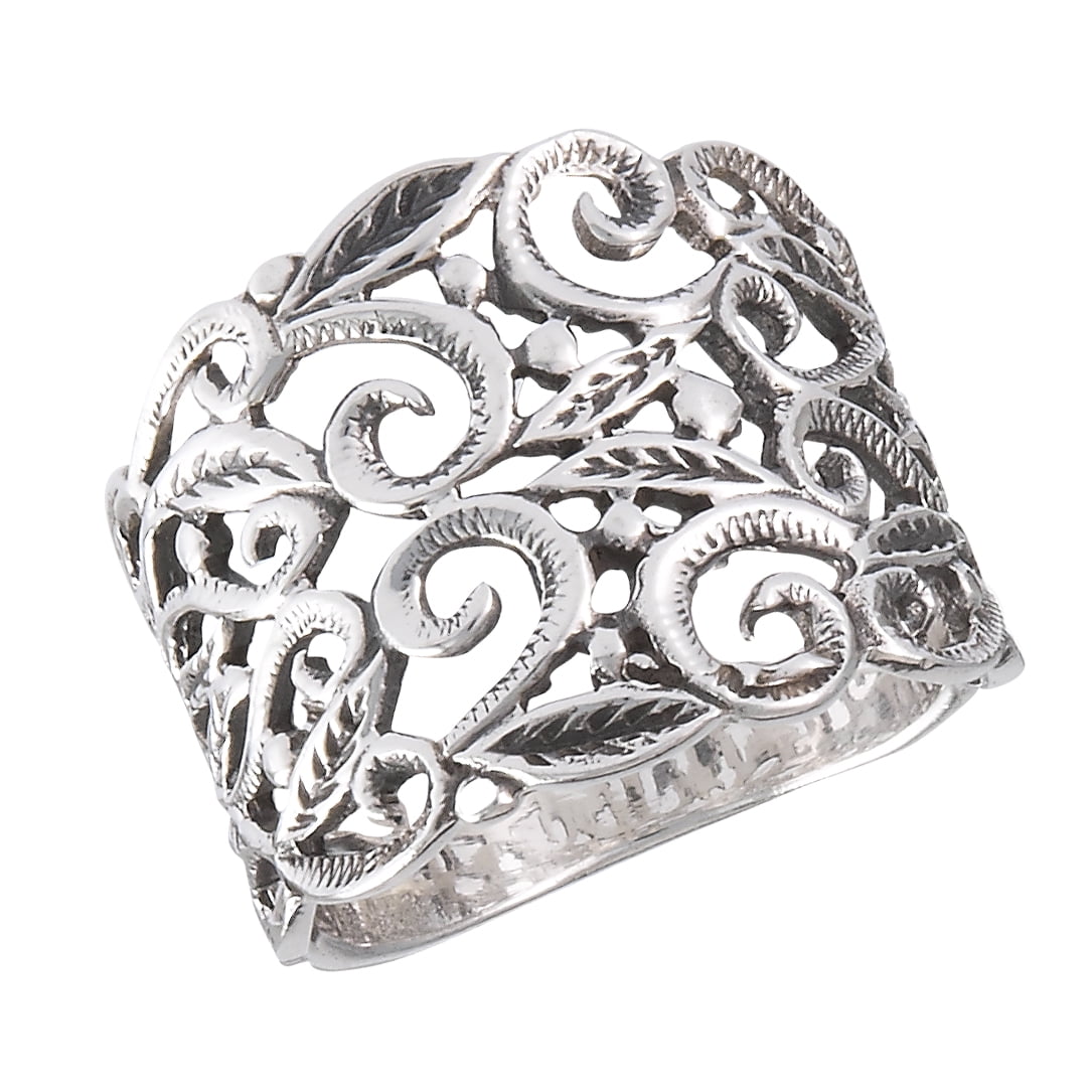 New Wide .925 Sterling Silver Filigree Ring - Size 6 - Walmart.com