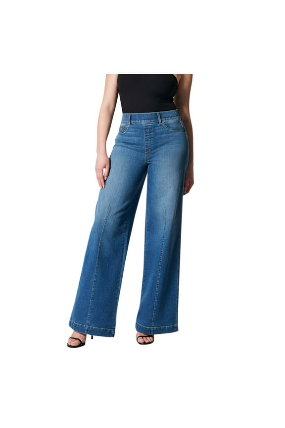 New Wide Leg Jeans For Women Seamed Front Wide Leg Jeans Solid Color Casual Fashion Trousers