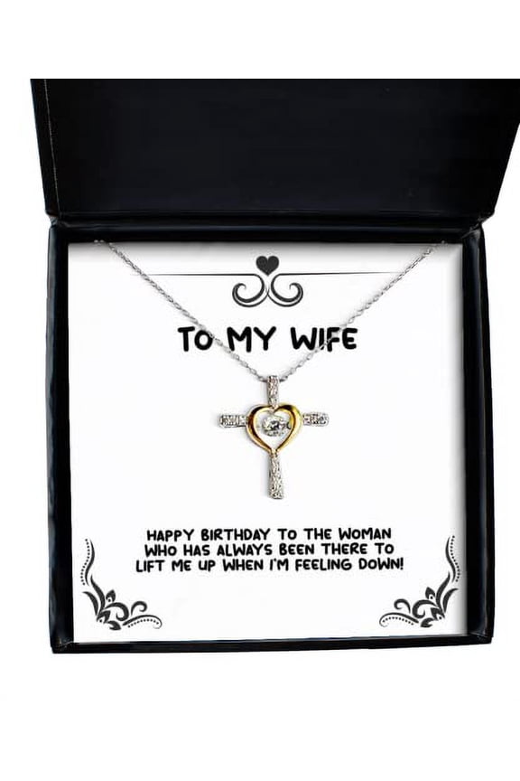 New Wife Gifts, Happy Birthday to The Woman who has Always Been There to Lift me!, Fun Holiday Cross Dancing Necklace from Wife, Funny Jewelry Gift Ideas, Humorous Jewelry Gifts, Funny Costume