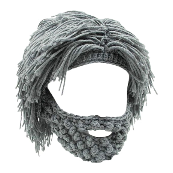 New Wig Beard Knitted Hat, Handmade Knitted Winter Hat, Beanie with Beard for Men and Women, Warm Fleece Lining, Cold Weather Accessory, Outdoor Activities