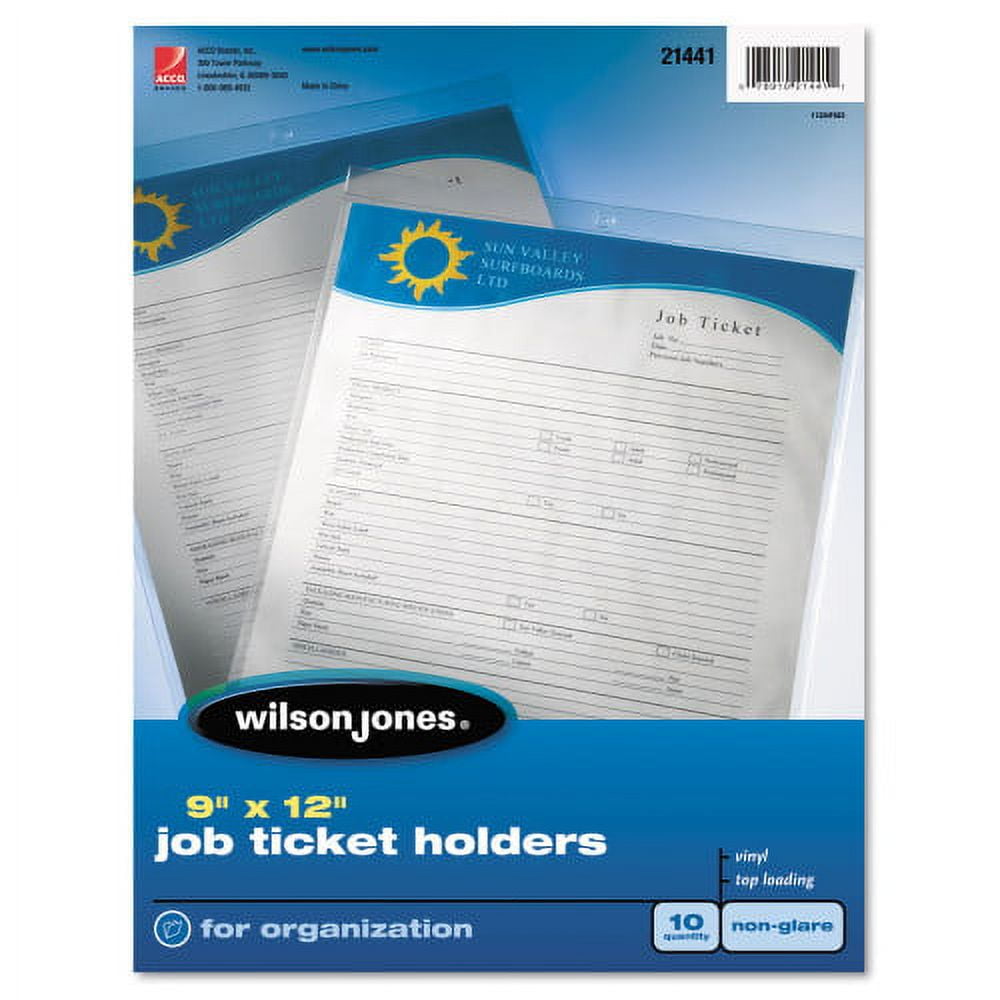 New Wilson Jones TopLoading Job Ticket Holder, Nonglare Finish, 9 x 12