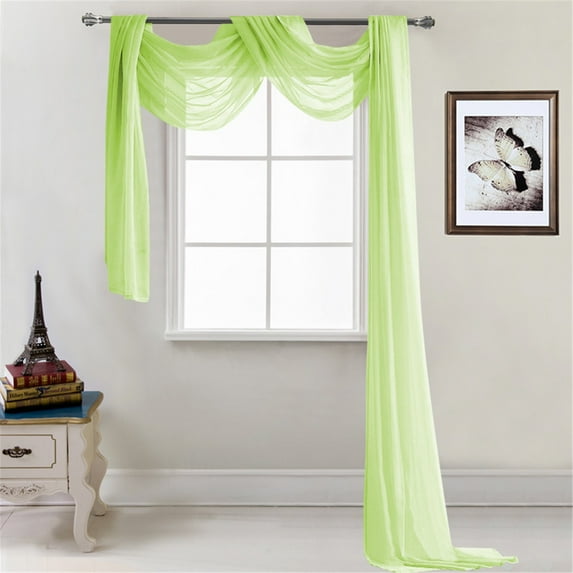 New Window Scarf Multifunction Voile Window Or Event Decoration Polyester-Cotton Blend, Green One Size