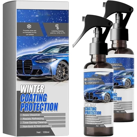 New Windshield Snow & Ice Melting SprayMulti-Purpose De-Icer Coating | Fast-Acting Snow, Ice & Frost Remover | Must-Have Winter Car Accessory(2 pcs)-f