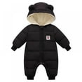 thumbnail image 1 of New Winter Baby Boys Girls Snowsuit Romper Bear Ears Hooded Outwear Zipper Closure One Piece Toddler Fleece Lined Jumpsuit,Adjustable Button style,3-18M, 1 of 5