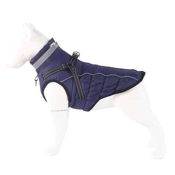 New Winter Dog Coat with Leash Harness Vest, Reflective Padded Jacket for Nighttime Use S-5XL