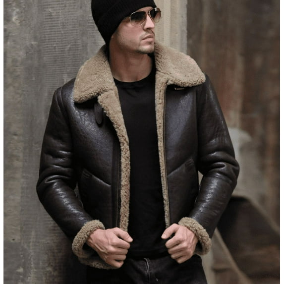 New Winter Fashion Coat for Man Genuine Leather Jacket Natural Real Sheepskin Shearling Outerwear Thick Wool Liner Brown Vintage Plus Oversize 5XL 6XL XXXXXXL,4XL,Brown