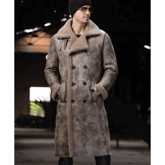 New Winter Fashion Men's Long Maxi Coat Genuine Sheepskin Leather Shearling Jacket for Male Thick Warm Wool Lining Black Brown Plus Oversize XXXXXXL 5XL 6XL,light brown,M