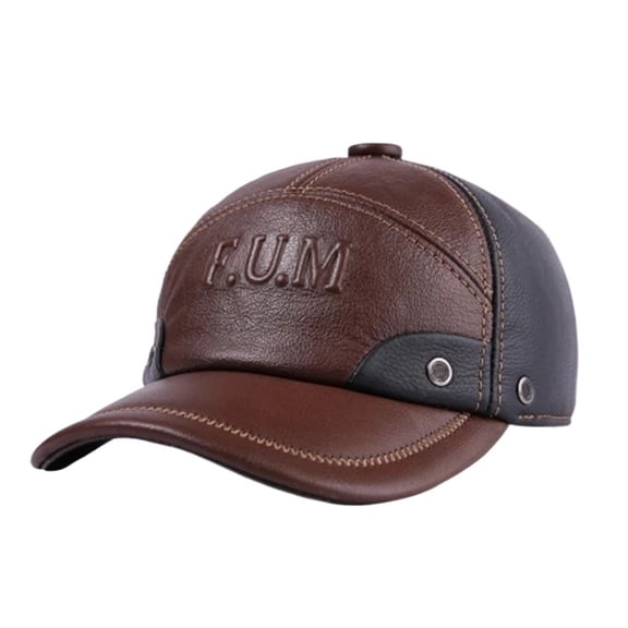 New Winter Genuine Leather Patchwork Baseball Caps For Men Warm Cowhide Golf Peaked Dome Hats Male Letters Adjustable ,Soft Touch