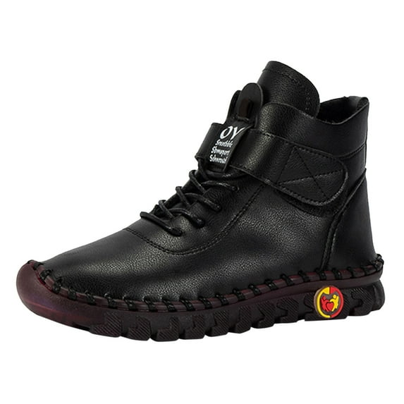 New Winter Large foreign Womens Heel Boots Trade Women's Shoes Lace Heel Boots for Women Lace Up Up Plush Warm inner Rubber Boots for Women Short Boots for Women 7