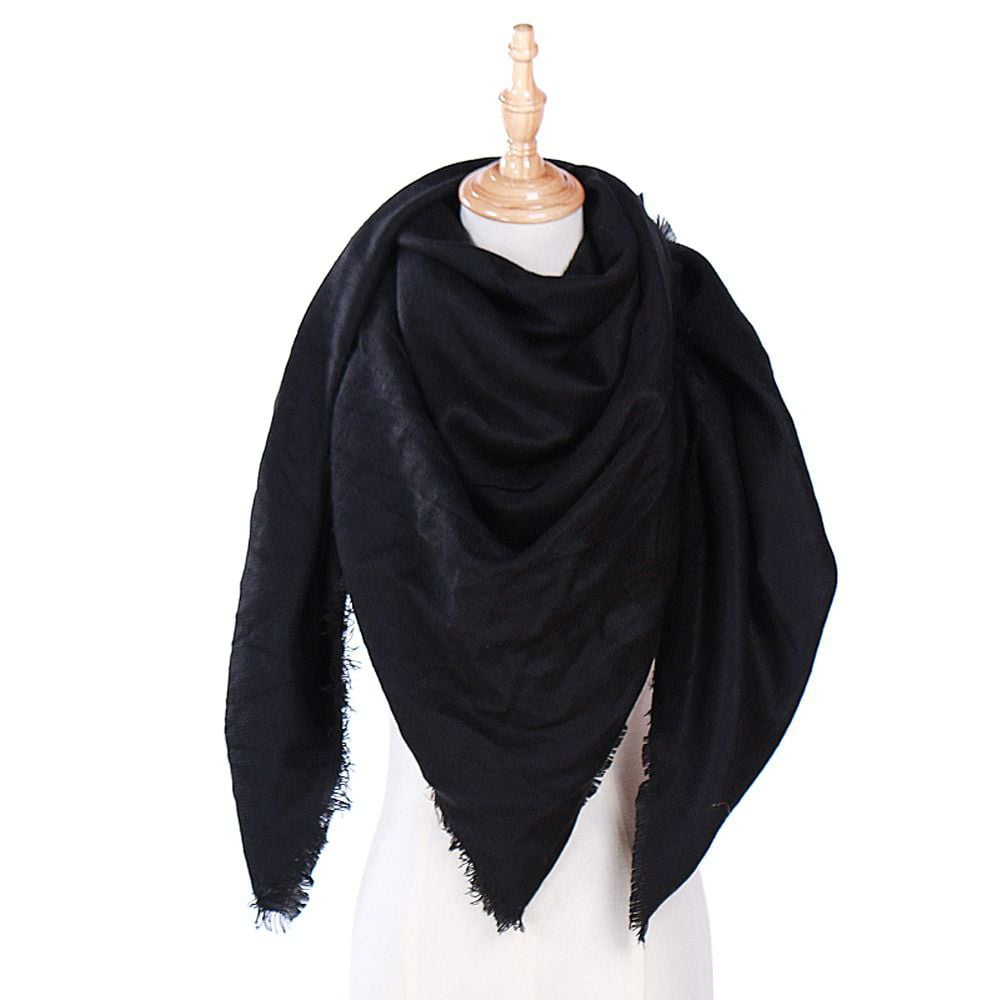 New Winter Women's Warm Thermal Shawl Triangle Scarf Imitation Cashmere  BLACK 