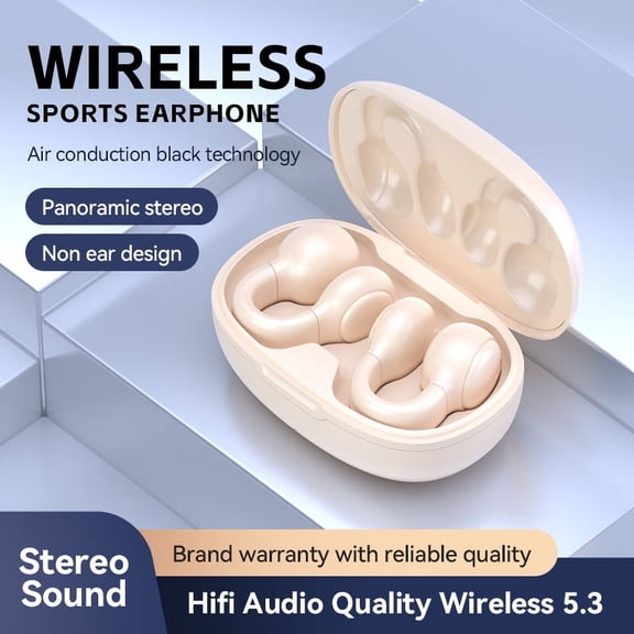 New Wireless Bluetooth Earbuds Clip-on Bone-conduction HIFI High Sound Quality Bluetooth Headphones Noise-cancelling Running Headphones 50% off Clearance!