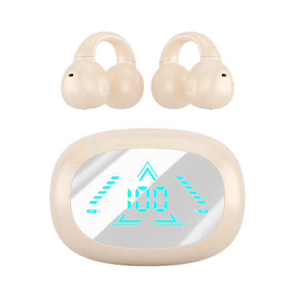 New Wireless Bone Conduction Bluetooth Earbuds Noise-cancelling Digital Display Earclip Digital Display Long Endurance Earphones Up to 65% off!