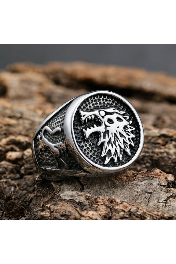 New Wizard Hunter Wolf Claw Rings European American Viking Warrior Retro 14K White Gold Men's Ring