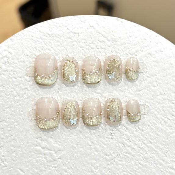 New Wizard of Oz hand-worn nail pads, naked pink cat's eye short models, fresh and simple nail patches, removable