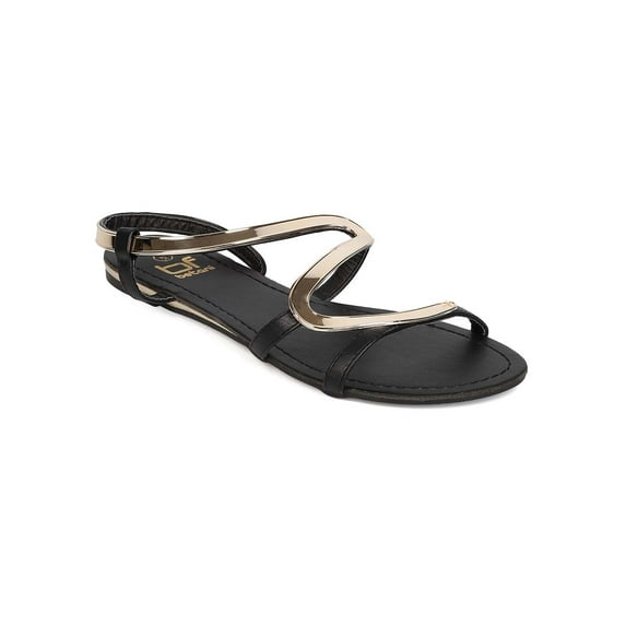 New Women Betani Winnie-2 PU Open Toe Metallic Zig Zag Slingback Flat Sandal