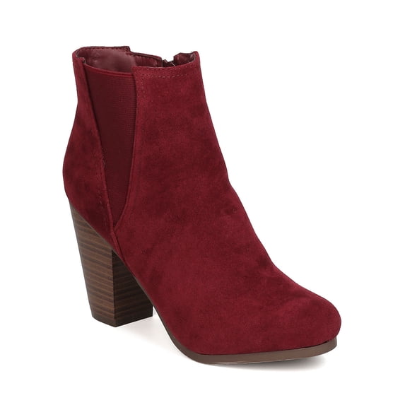 New Women Breckelles Gail-37 Faux Suede Elastic Panel Chunky Heel Bootie