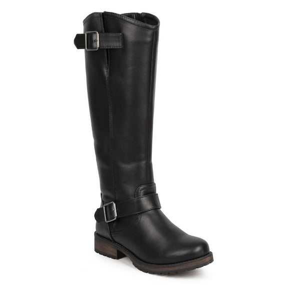 New Women Breckelles Rocker-14 Leatherette Knee High Round Toe Riding Boot