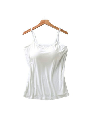 Tank With Built In Bra Womens Tank Tops Adjustable Strap Stretch Cotton  Camisole With Built In Padded Shelf Bra Small Color A