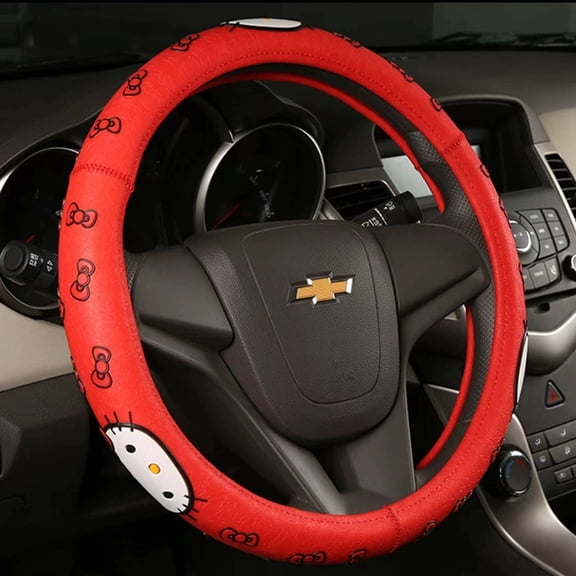 New Women Cute Kitty Car Steering Wheel Cover, Non-slip Latex Protective Cover, Car Interior Decorative Accessories, Friends Family Gifts