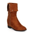 thumbnail image 1 of New Women DbDk Estrella-1 Suede Pointy Toe Calf High Snap Cuff Wedge Boot Size, 1 of 5