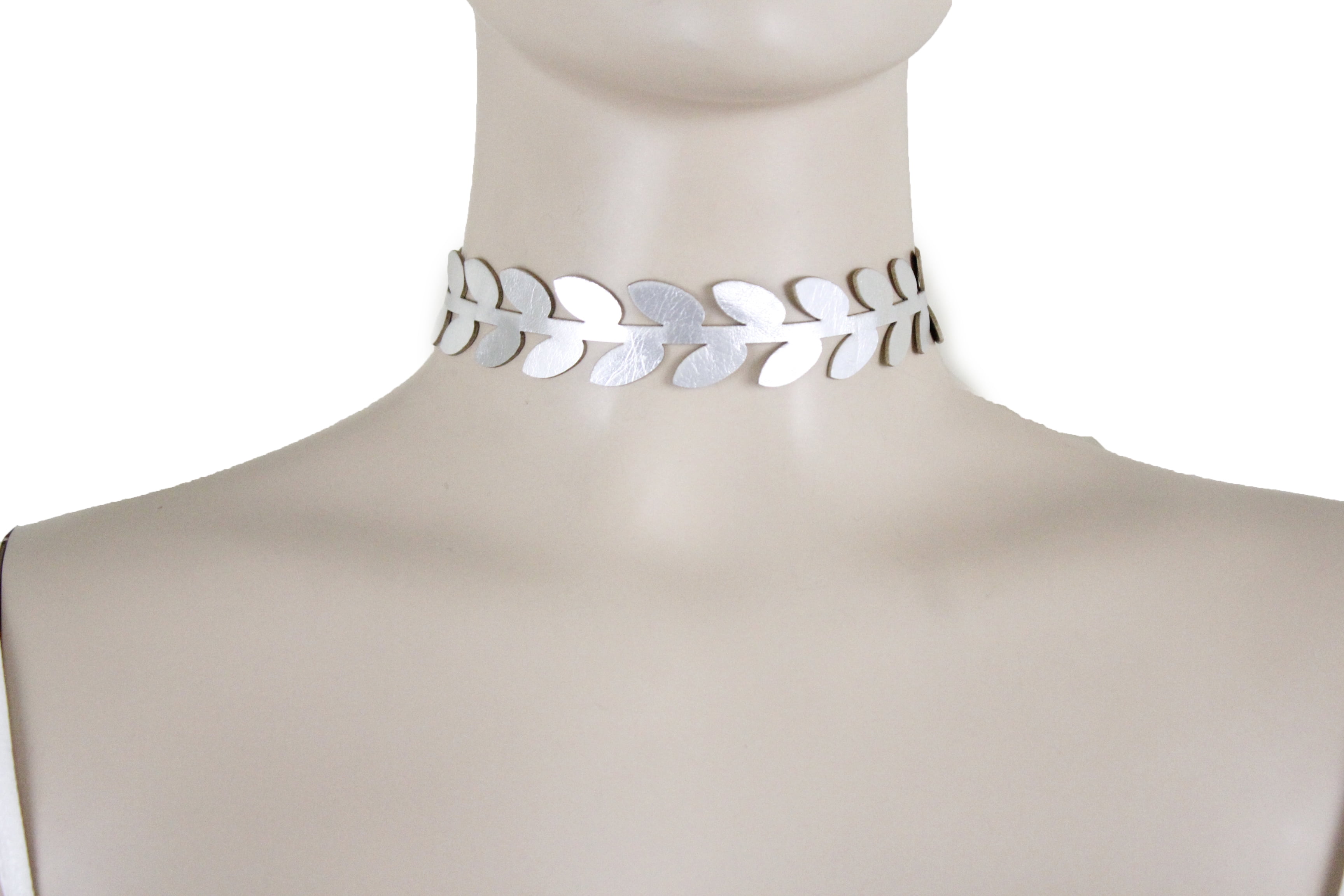 New Women Fashion Jewelry Choker Necklace Shiny Silver Faux