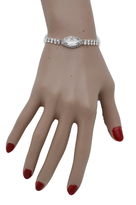 New Women Fashion Jewelry Silver Metal Chain Wrist Bracelet Dressy Classic Bling