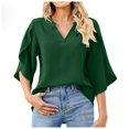 thumbnail image 1 of New Women Fashion Petal Sleeve Tops Loose V Neck Chiffon Shirt, 1 of 2