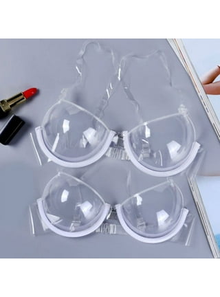 HEVIRGO Transparent Plastic 3/4 Cup Clear Strap Invisible Bra Women's  Underwear,Transparent 42 