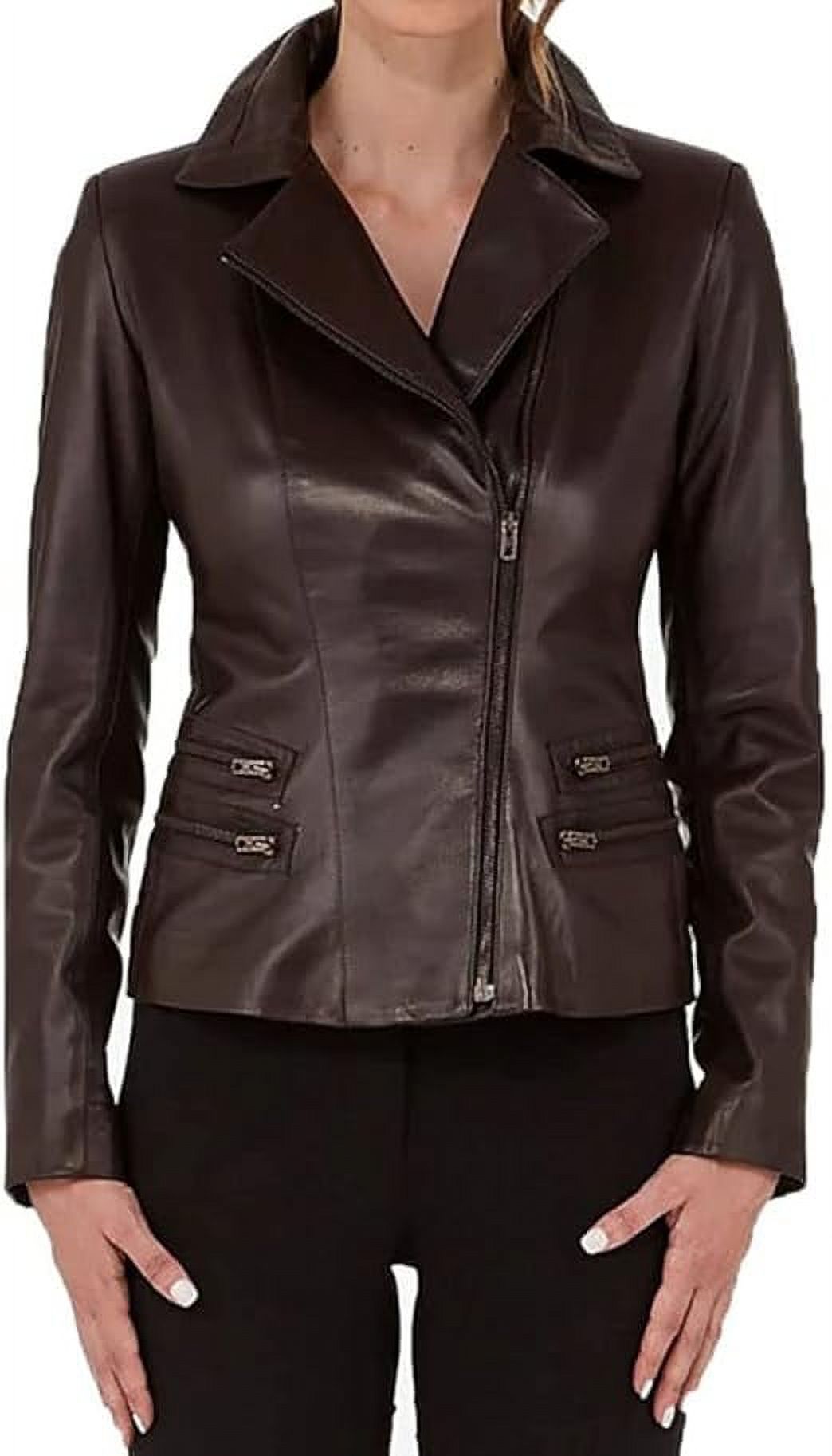 New Women Genuine Lambskin Real Dark Brown Leather Jacket Ladies Slim New Women Genuine Lambskin Real Dark Brown Leather Jacket Ladies Slim