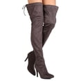thumbnail image 1 of New Women Indulge Gloria-01 Faux Suede Thigh High Lace Up Stiletto Boot, 1 of 3