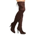 thumbnail image 1 of New Women Indulge Gloria-01 Faux Suede Thigh High Lace Up Stiletto Boot, 1 of 3
