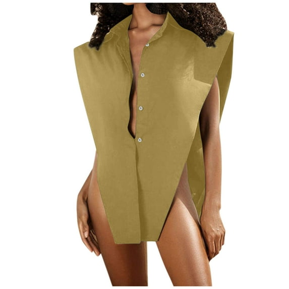 New Women Lace Tank Vest Top Women Solid Turn Down Oversize Collar Neck Button Down Shirt Loose Vest Tops