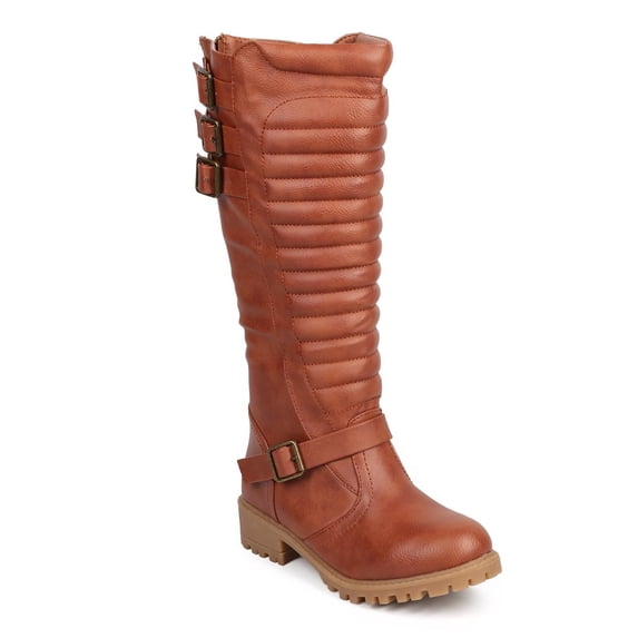New Women Liliana Depp-1 Leatherette Ribbed Knee High Belted Motorcycle Boot Sz